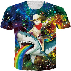 Unisex Short Sleeve 3D Digital Printed Personalized T Shirts Tees Captain Cat