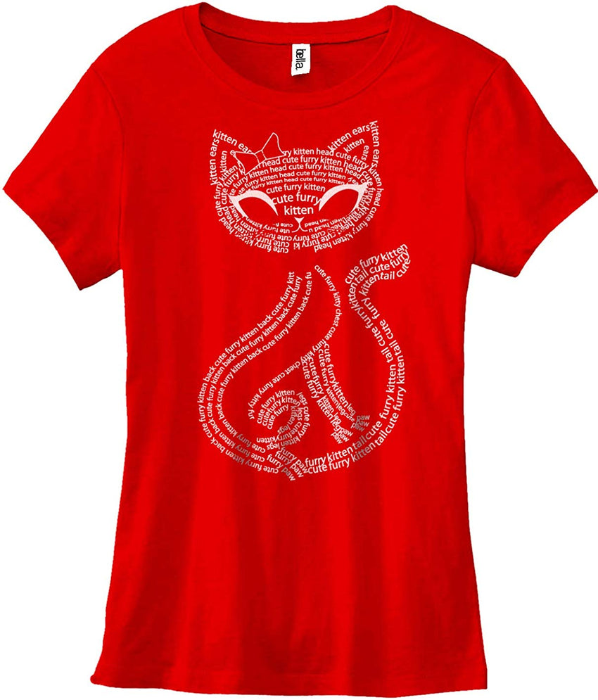 Vintage Cute Sassy Cat Kitty Print t Shirts for Women Letter Cat Red