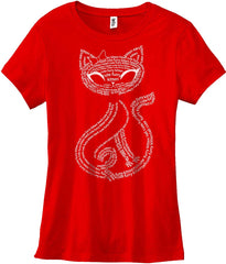 Vintage Cute Sassy Cat Kitty Print t Shirts for Women Letter Cat Red