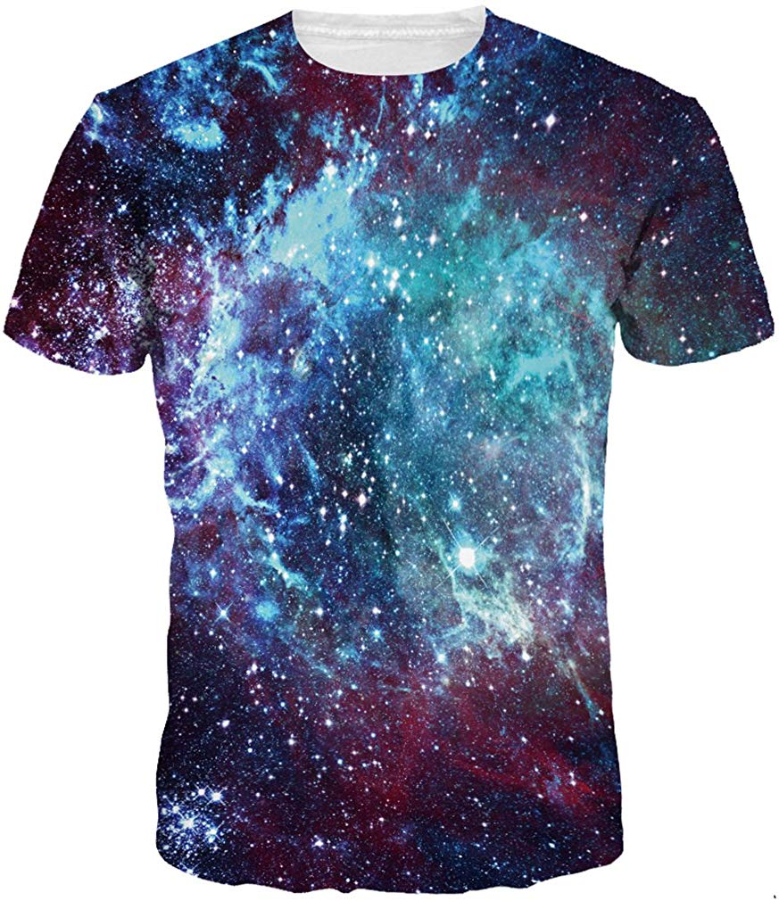 Unisex Men 3D Printed Casual Summer Short Sleeve T Shirts Tees Galaxy Blue