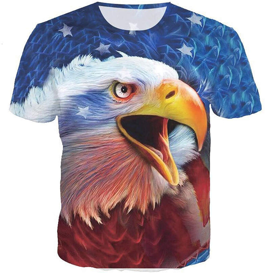 Men's American Flag Eagle and Cat Printed T Shirt XS 5XL¡ꡧUS Size XXS ¡ê3XL Eagle4