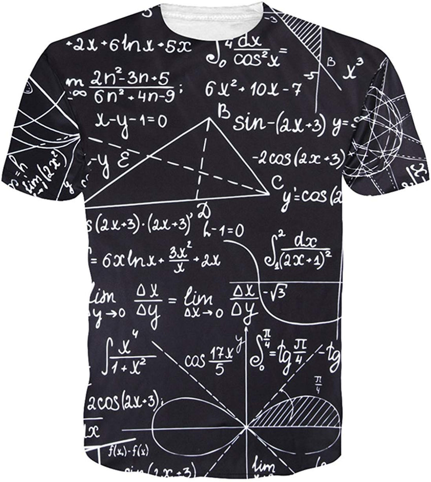 Unisex Cool Novelty 3D Graphic Print T Shirts Summer Short Sleeve Crewneck Tees Casual Tops Math
