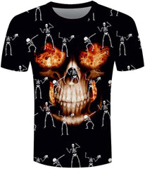Unisex 3D Novelty Tshirts Men Graphic Funny Tees Printed Crewneck Short Sleeve Summer Top T Shirts Fire Skull