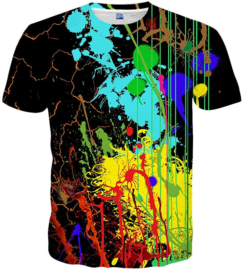 Unisex Casual 3D Print Short Sleeve T Shirt Tees Black 52