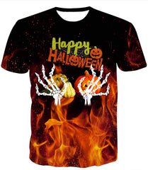 Unisex 3D Novelty Tshirts Men Graphic Funny Tees Printed Crewneck Short Sleeve Summer Top T Shirts Halloween Fire