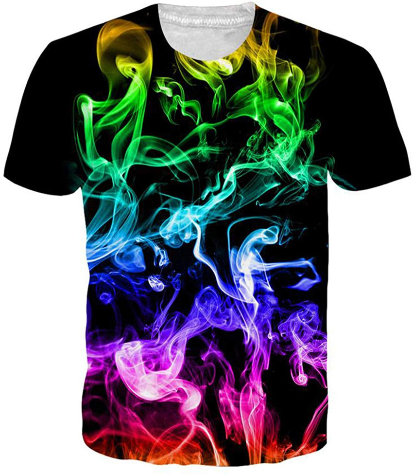 Unisex 3D Printed Pattern Short Sleeve T Sleeve Cool Graphic Tees Top Smoke 2