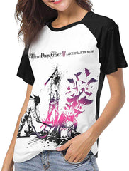 Three Days Grace Life Starts Now Women 3D Print Baseball T Shirt Classic Pattern Raglan Tee Top Shirt Black