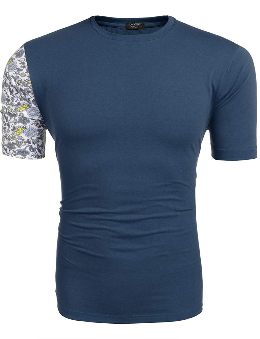 Mens Octopus Short Sleeve Cotton T Shirt Print Tee Casual Shirts Nave Blue