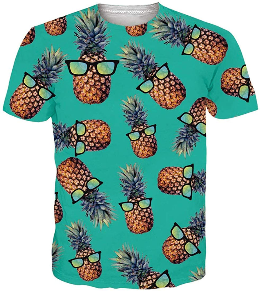 Mens T Shirts 3D Graphics Print Short Sleeve Funny Summer T Shirts Funny Pineapple