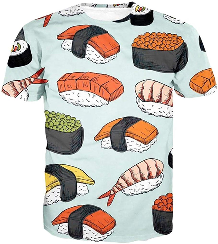 Summer Fashion Women Men Printed Short Sleeve Tee Tops T Shirts Sushi Heaven