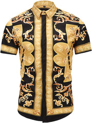 Men's Short Sleeve Luxury Print Button Dress Shirt Al003 41