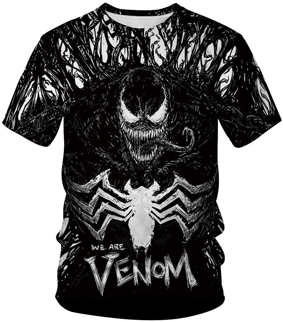 Venom Shirt,3D Venom Shirt Short Sleeve Shirts Casual Compression T Shirt Black white1 Men