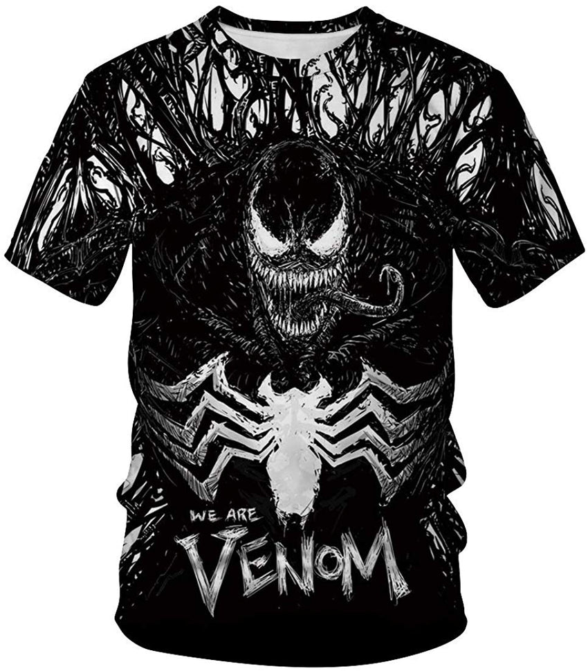 Venom Shirt,3D Venom Shirt Short Sleeve Shirts Casual Compression T Shirt Black white1 Men