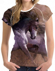 Unisex 3D Printed T shirt Horse Short Sleeved Casual Tops Shirts W3752BV