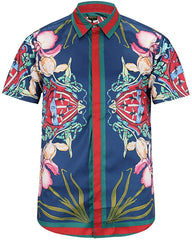 Men's Short Sleeve Luxury Print Button Dress Shirt Y1782 10