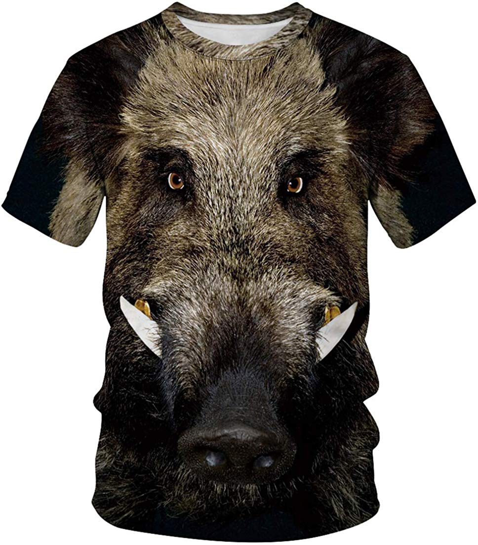 Unisex T Shirt 3D Pattern Print Novelty Short Sleeve Sports Fitness Summer Tee Pig b