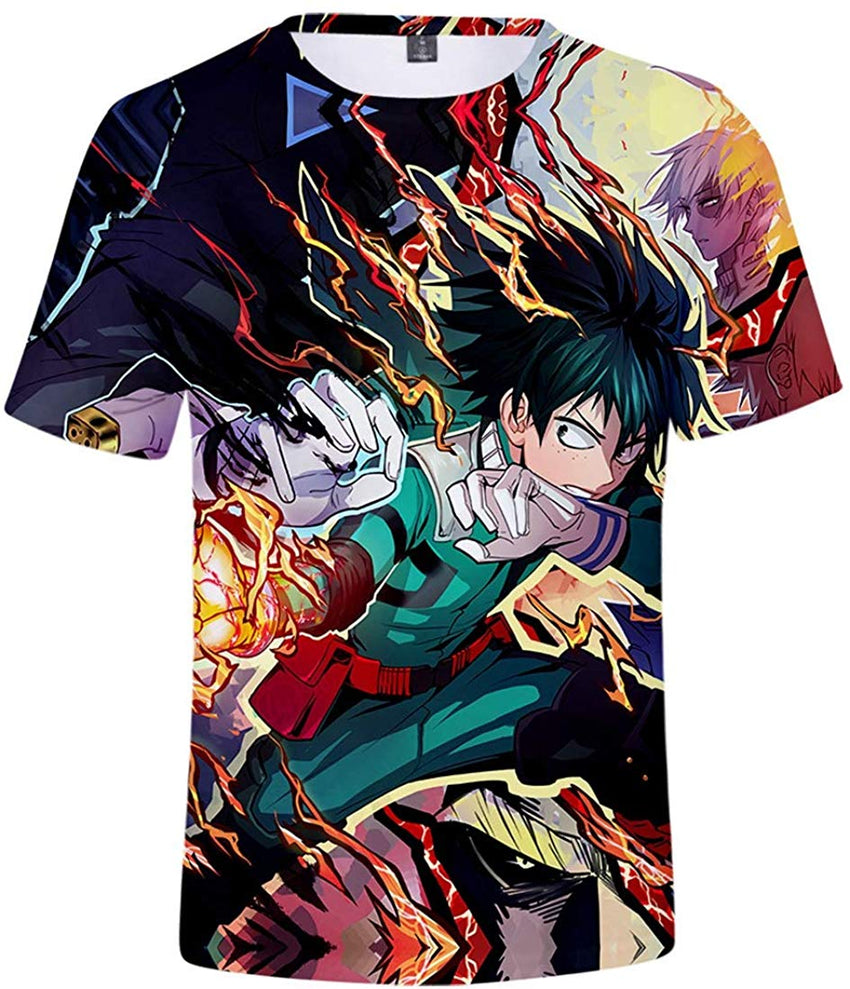 Men's 3D Anime My Hero Academia T Shirt Teens Youth Short Sleeve T Shirts Tees Color3