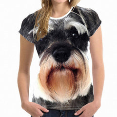 Unisex 3D Printed T Shirt Schnauzer Dog O Neck Elastic Dogs T Shirt W3250bv