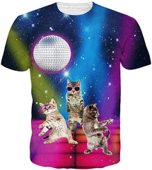 Unisex 3D Printed Pattern Short Sleeve T Sleeve Cool Graphic Tees Top Three Cat