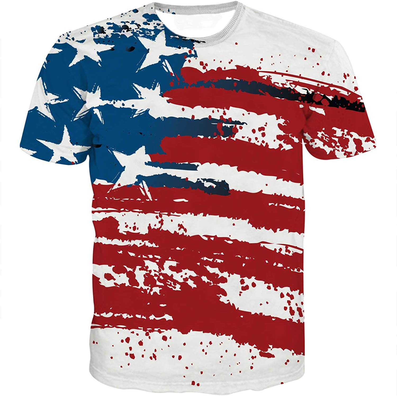 Unisex 3D Novelty Tshirts Men Graphic Funny Tees Printed Crewneck Short Sleeve Summer Top T Shirts Usa Flag