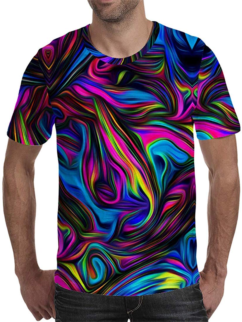 Unisex 3D Printed Tie Dye Creative Funny Summer Casual Short Sleeve T Shirts Tees T02969