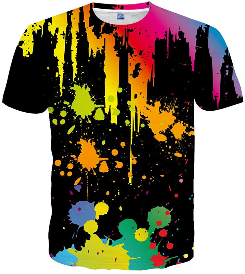 Unisex 3D Pattern Printed Casual Short Sleeve T Shirts Tees Multi color07