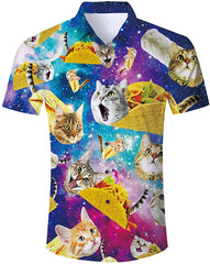 Unisex Short Sleeve 3D Digital Printed Personalized T Shirts Tees Pizza Cat shirt