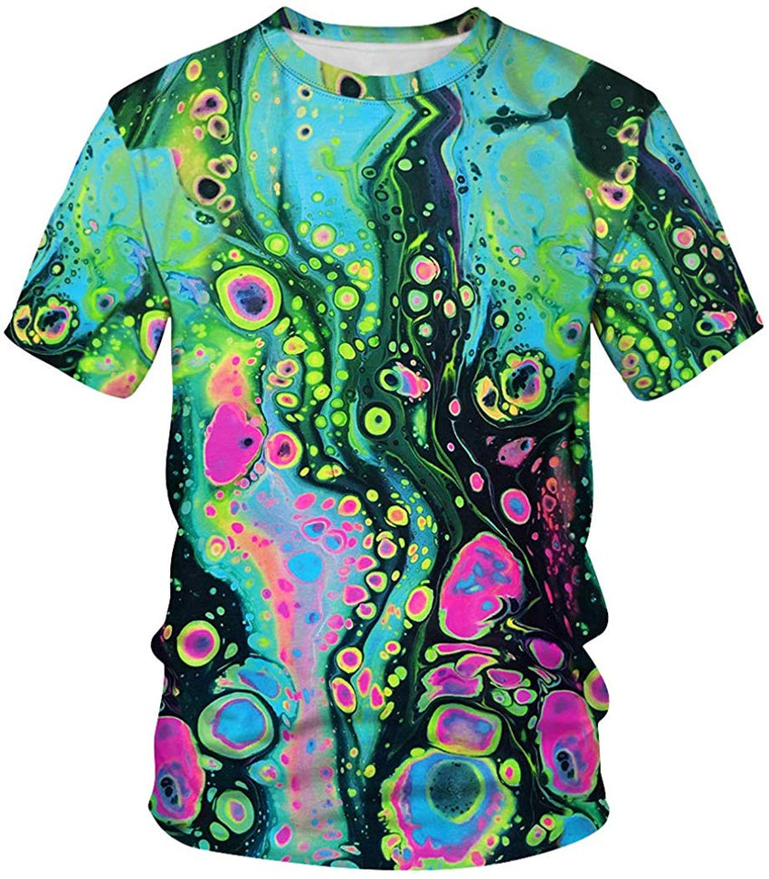 Unisex Men Women Stylish 3D Printed Graphic Short Sleeve T Shirts Tops Green Paint