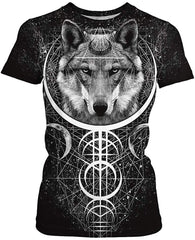 Velynce Unisex Thin Shirts Stylish 3D Digital Printed Lion Skull Casual Personality T Shirts Couple Clothing Wolf #B1