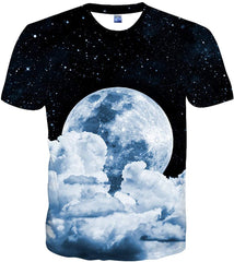 Unisex 3D Print Tshirts Short Sleeve Cool Graphic Tees for Women Men Cloud blue