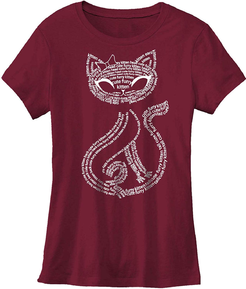 Vintage Cute Sassy Cat Kitty Print t Shirts for Women Letter Cat Burgundy