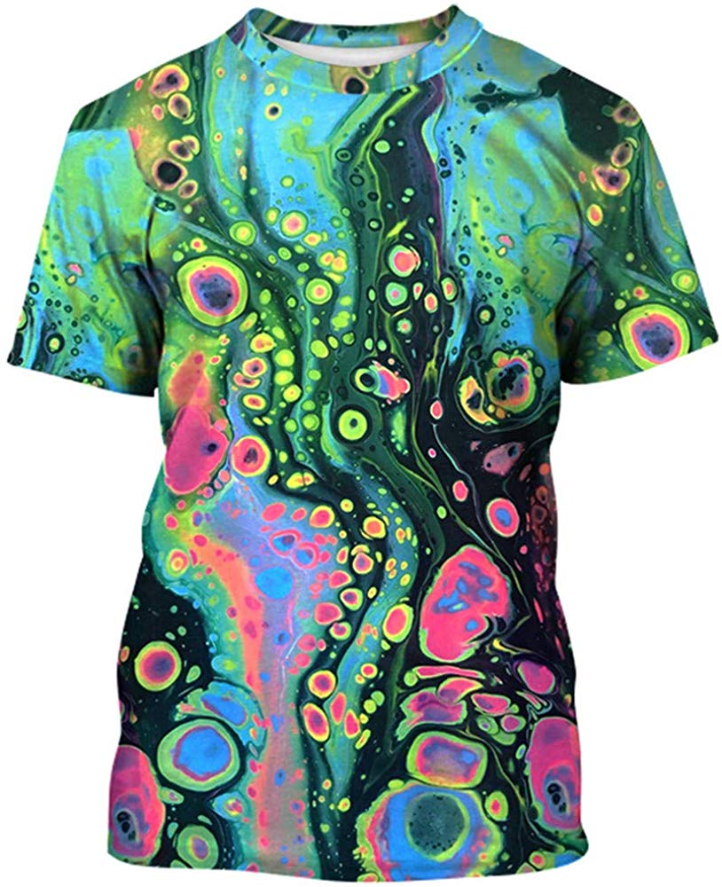 Unisex 3D Print Short Sleeve T Shirt Fashion Couple Tees Kids Oil Green