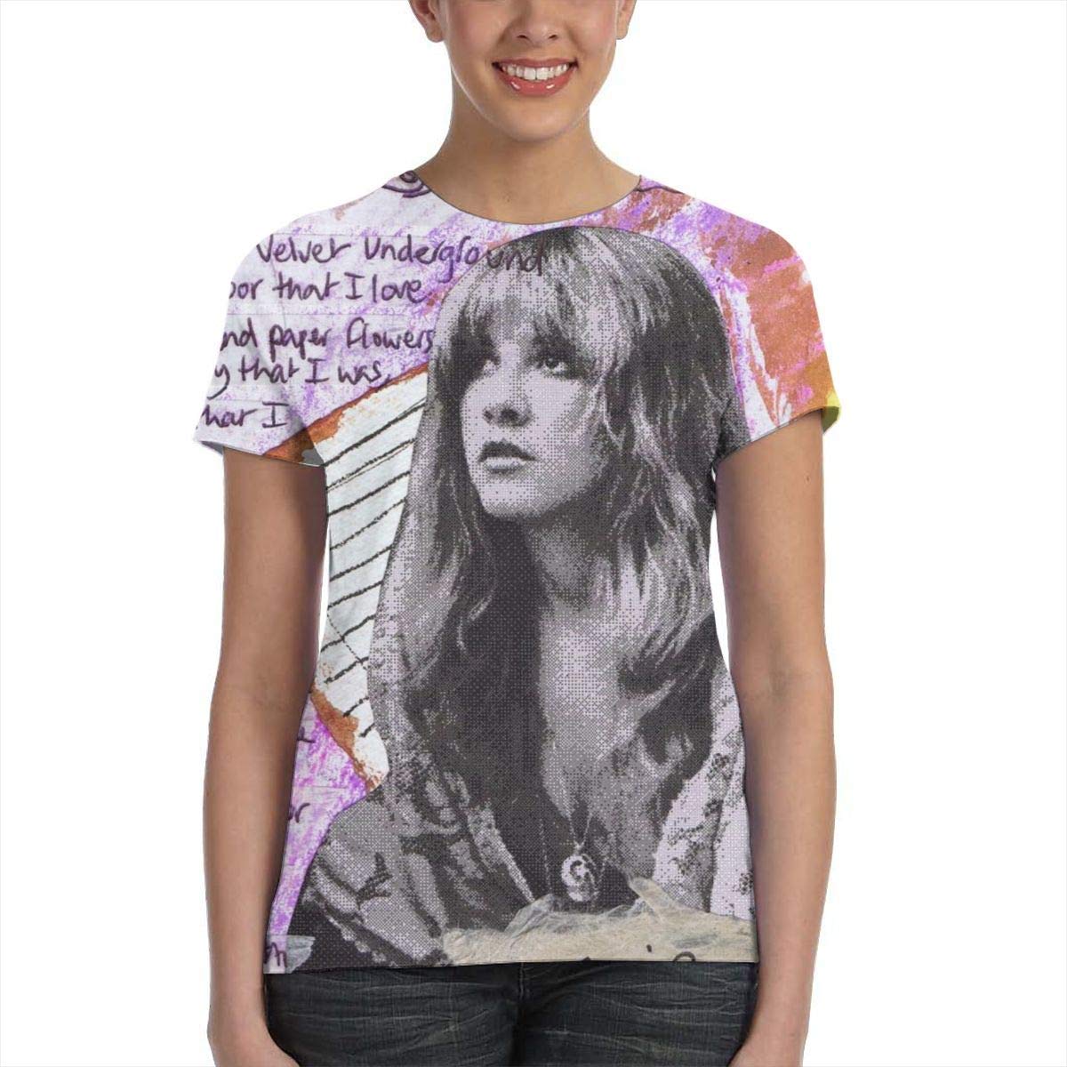 Back to The Gypsy That I was Women's 3D Print Graphic Hippie Music T Shirt Stevie Nicks Retro T Shirt White5