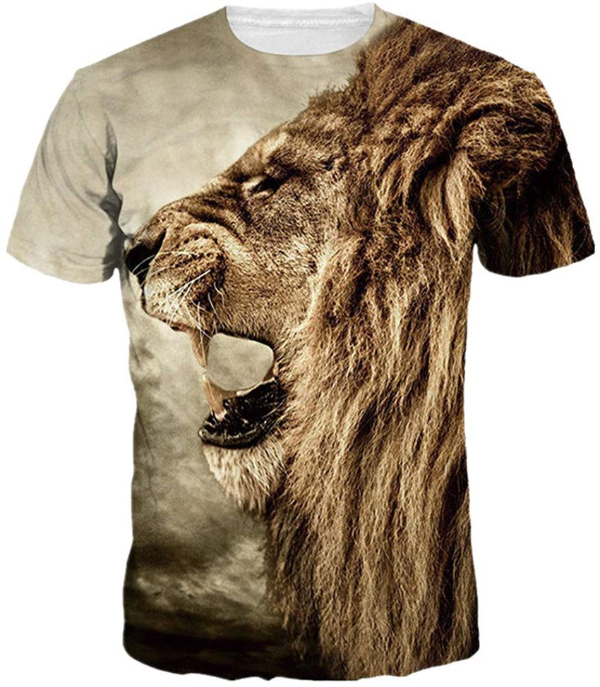 Unisex 3D Wolf T Shirts Couples Summer Short Sleeve T Shirts Casual Tees Lion King