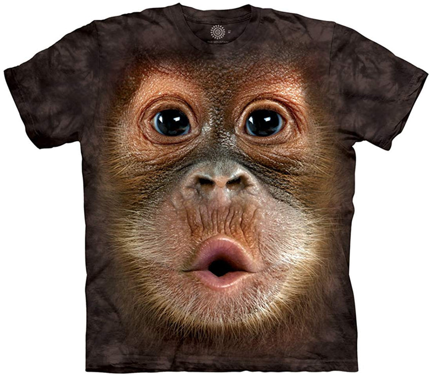 Men's Big Face T shirt Baby Orangutan Black