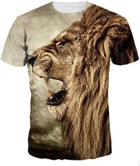 Men's O Neck 3D Digital Print Cartoon Animal Design Lovers' Short Sleeve Summer T Shirts Yellow