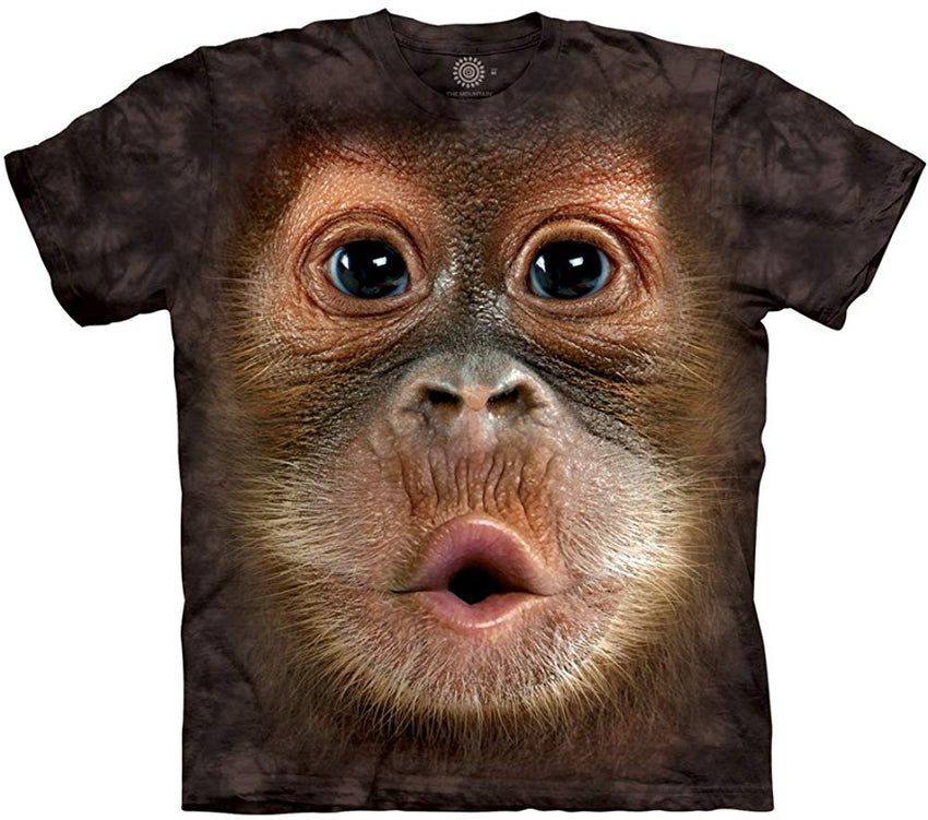 Men's Big Face T shirt Baby Orangutan Brown