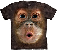 Men's Big Face T shirt Baby Orangutan Brown