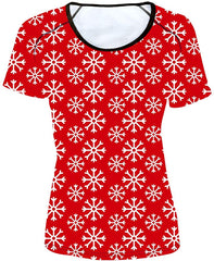 Women' Girl's T Shirt with Animl Cat Dog Print Xmas snowflake