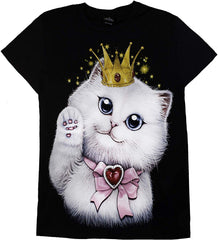 T Shirt Unisex Adult/Kids 3D Glow in Dark Animal Glitter Short Sleeves Family Sizes Cat7 With Crown