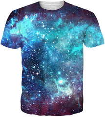 Unisex 3D Printed Summer Casual Short Sleeve T Shirts Top Tees S XXL Blue Galaxy