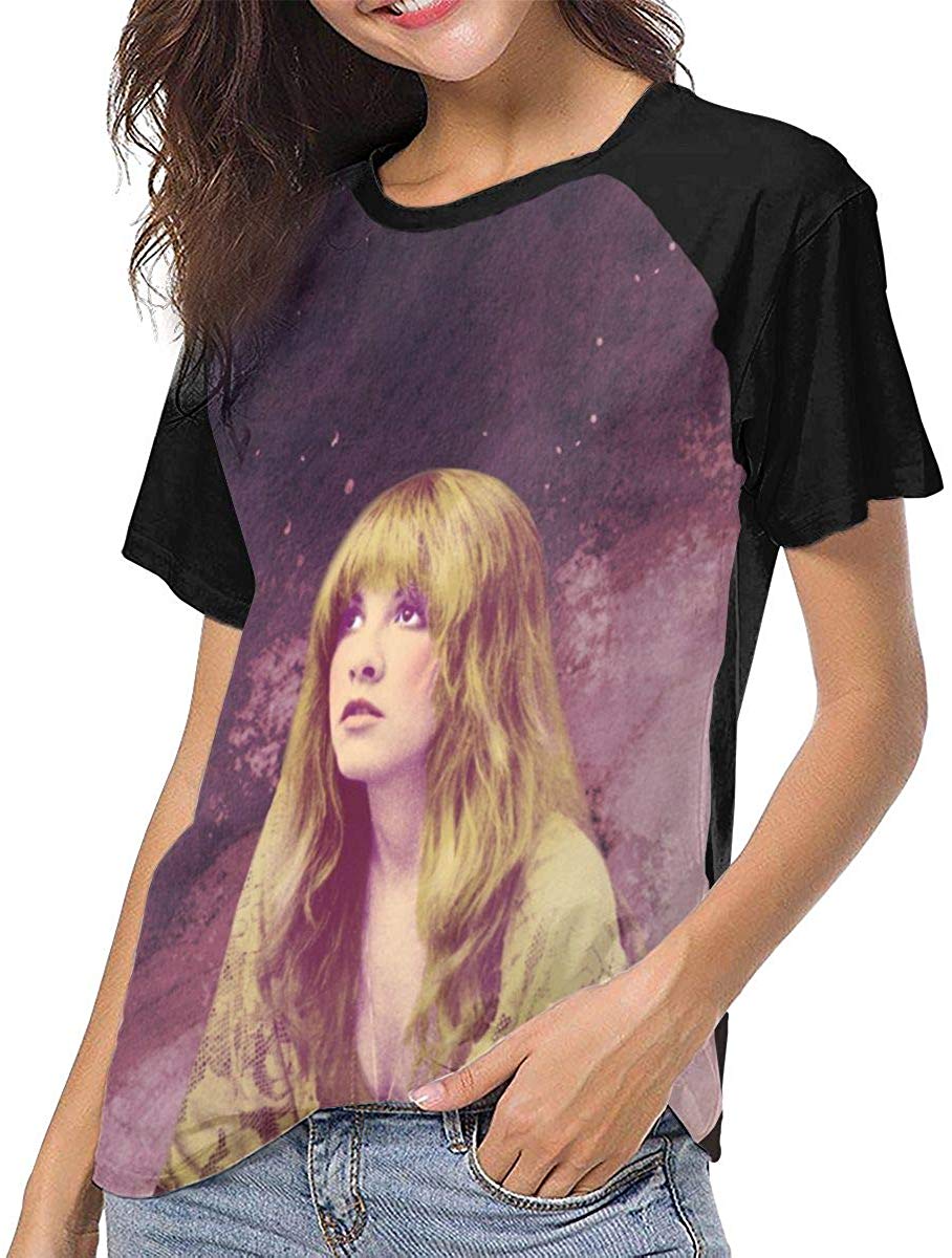 Back to The Gypsy That I was Womens 3D Print Baseball T Shirt Stevie Nicks Retro Raglan T Shirt Black Stevie Nicks 2