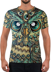Unisex Fashion 3D Print T Shirts Funny Graphics Pattern Crewneck Short Sleeve Tees for Mens Womens Owl