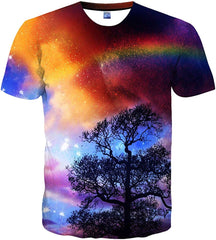 Unisex 3D Print Tshirts Short Sleeve Cool Graphic Tees for Women Men Tree black