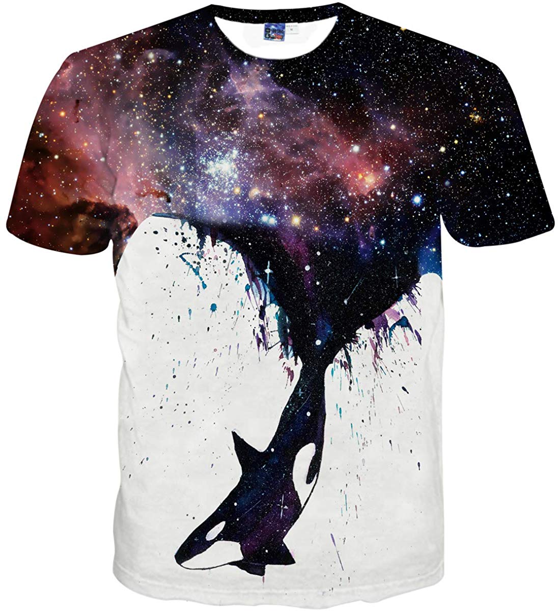 Unisex 3D Novelty Tshirts Men Graphic Funny Tees Printed Crewneck Short Sleeve Summer Top T Shirts Galaxy Dolphin