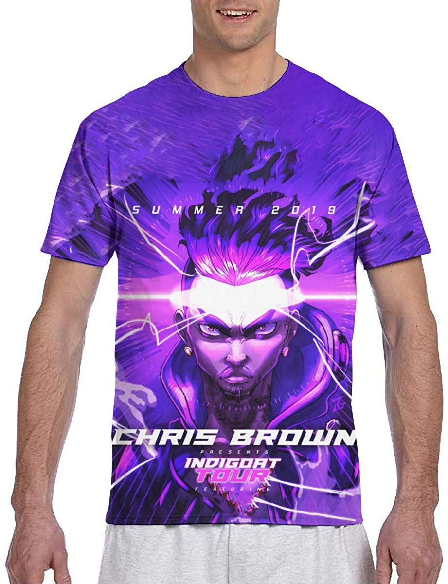 Chris Brown Men's 3D Pattern Printed T Shirts Mens Graphics Tee Tops Purple