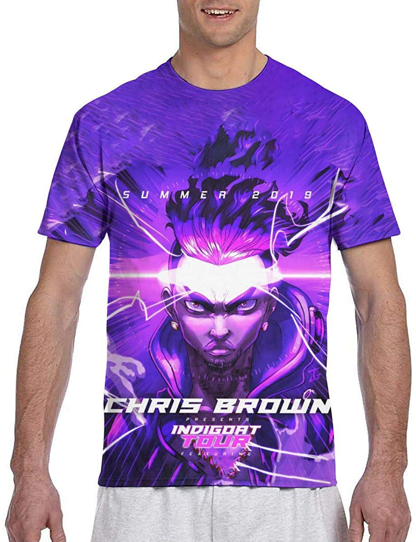 Chris Brown Men's 3D Pattern Printed T Shirts Mens Graphics Tee Tops Purple