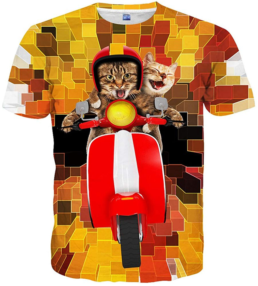 Unisex Casual 3D Print Short Sleeve T Shirt Tees Yellow29