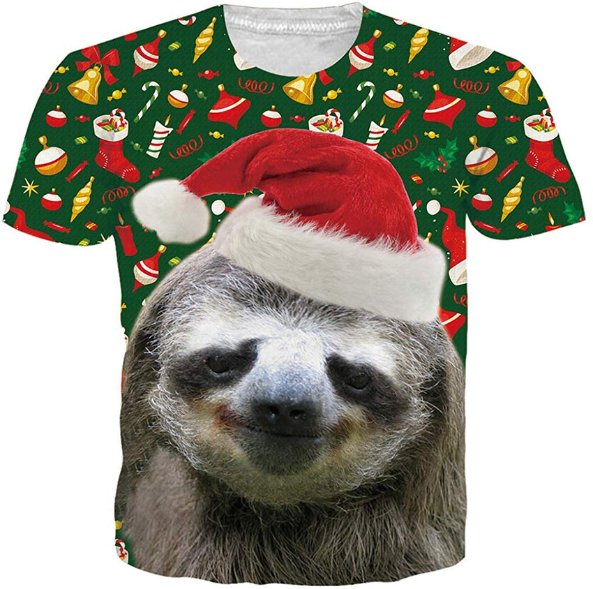 Unisex Personalized Novelty 3D Printed T Shirts Short Sleeve Tops Tees Ugly Christmas 6