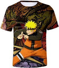 Unisex Novelty Tee Tops 3D Printed with The Japanese Anime Naruto T Shirts for Men Women Yellow Green